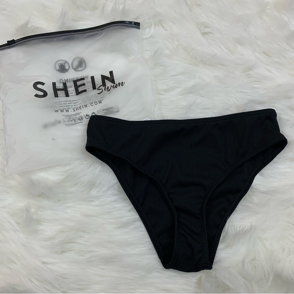 SHEIN Girls Black Ribbed Bikini Bottom